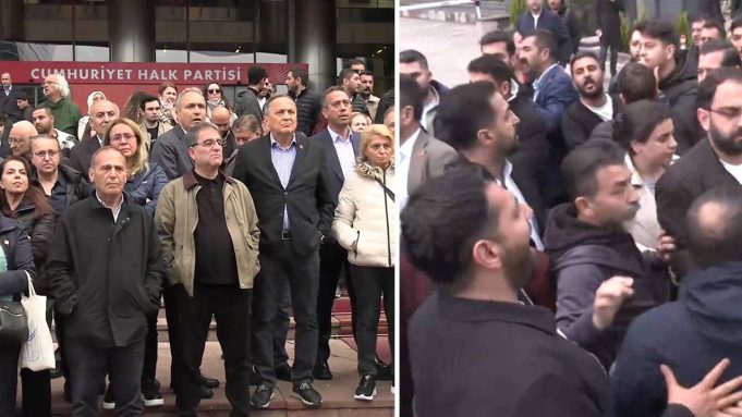 CHP Genel Merkezi önünde ‘tahliye’ gerginliği… Arbede çıktı: Kılıçdaroğlu’na yakın vekiller kapının önünde!